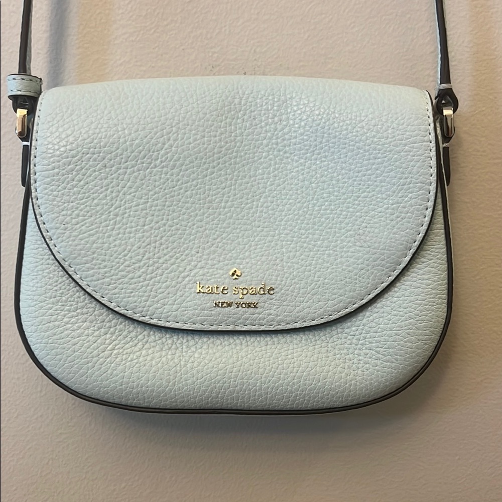 Kate Spade Tiffany Blue Crossbody Bag with Gold Accents